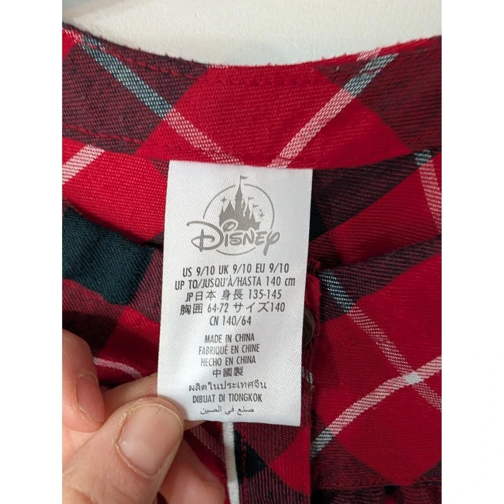 Disney Minnie Mouse Girls‎ Red Plaid Flannel Holiday Dress Christmas Size 9/10 - Picture 4 of 5